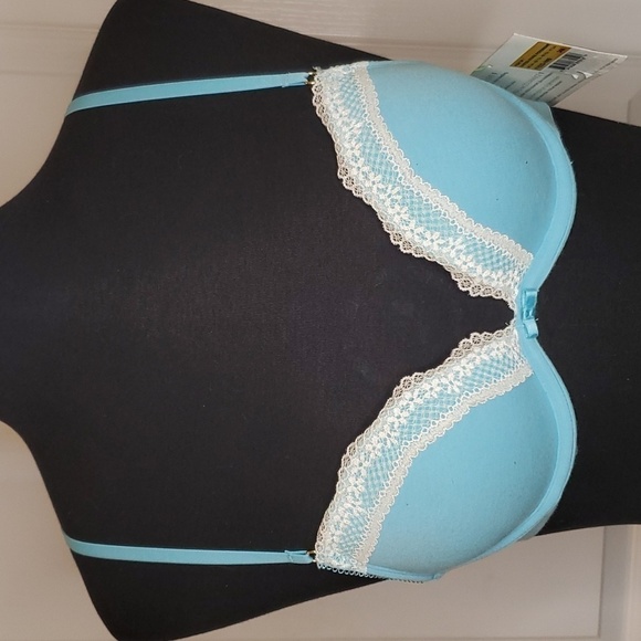Calvin Klein Lace Push Up Bra 34A Turquoise White - Picture 1 of 11
